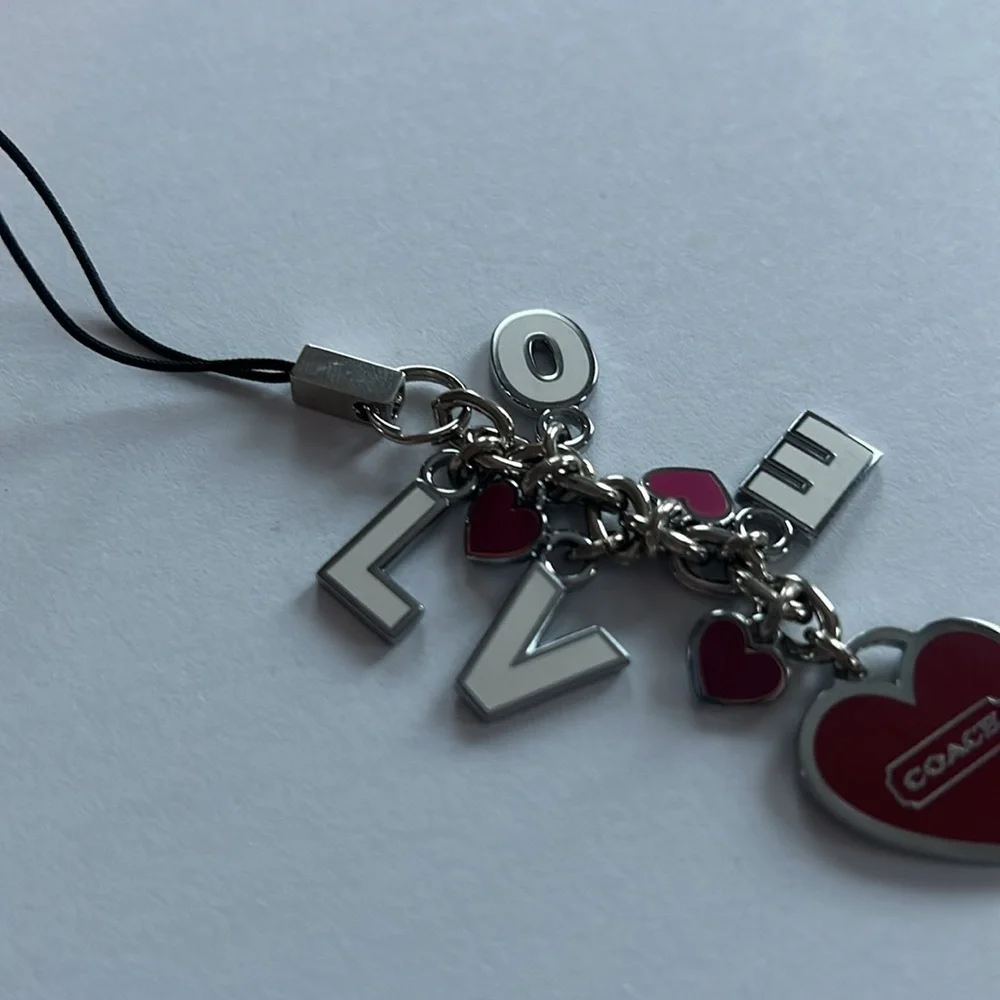 NWOT COACH Vintage Red Pink Enamel Heart
LOVE Lanyard Keychain Fob - Picture 8 of 10